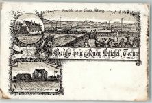 01067 O8101 Prohlis-Nord Lithographie Torna Gasthaus Der goldene Stiefel Wappen Sächsische Schweiz Gasthausstempel