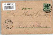 01587 O8400 Riesa 1899 Gebrauchsspuren LithograpieRathaus Klosterkirche Promnitz Parkgastaus Brandenburgerweg
