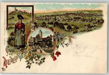 88499 W7940 Riedlingen , Württ 1897 Gebrauchsspuren Volkstracht Bussen Birnen Gerste Lithographie