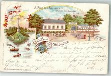 10115 W1000 Schildhorn 1899 Lithographie Schildhorn Denkmal J. Riegers Gasthaus