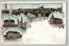 91438 W8532 Bad Windsheim 1897 Lithographie Turnhalle Pfarrtöchterheim Stefanienstift Rathaus Schöne-Brunnen