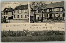 67550 Eckwersheim 1914 Foto AK Gasthaus zum Löwen Posthilfstelle Schule Gemeindehaus Feldpost WK I