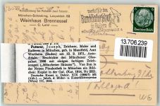 W6980 Wertheim a Main Weinhaus Sankt Brennessel in Schwabing Wandzeichnung von Prof. Josef Futterer Kunstgeschichte BOAKC