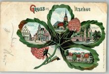 25524 W2210 Itzehoe 1903 Lithographie Breitestrasse Am Klosterhof St. Laurentiuskirche Schloss Breitenburg