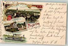 82340 W8133 Feldafing 1898 Gebrauchsspuren Hotel-Pension Neuschwanstein Salon-Dampfer Bavaria Starnberger See Lithographie