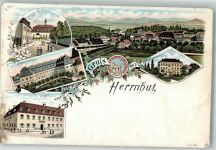 02747 O8709 Herrnhut Lithographie Vorläufer Schwesternhaus Mädchenanstalt Gasthaus Kirchensaal