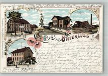 29345 W3104 Unterlüß 1899 BOAKC Lithographie Dampfsägewerk Kaiserl. Postamt Bahnhof Gasthaus