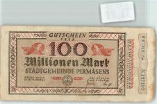 W6780 Pirmasens 100 Millionen Mark Notgeld ab Million Notgeldschein