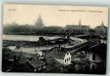 01067 O8000 Dresden Foto AK Abruch der Augustusbrücke Und die Interims-Brücke