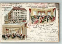 01067 O8000 Dresden 1904 BOAKC Lithographie Cafe Central Ecksalon Buffet-Zimmer