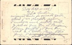 AK von 1925 mit aufgeklebter Oblate Brieftaube im Blumenkranz mit zwei Herzen, gestanzt, Prägedruck, Glitzerschrift Taube Collage