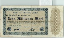 W5100 Aachen Zehn Millionen Mark Notgeld ab Million Notgeldschein