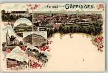 73033 W7320 Göppingen Lithographie Schloss Heilanstalt Latein- u. Realschule Sauerbrunnen