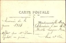 Porte Bonheur 1914, AK mit Trikolorestoffschleife, Leinen Glückskleeblatt Collage