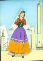 Bologna Tracht Modena echter Stoff echte Stickerei Stoffapplikation