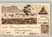 Mindelo 1901 BOAKC Hafen Briefmarke bildseitig Lithographie