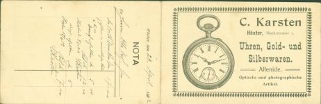W3470 Höxter Klappkarte Nota C. Karsten Taschenuhr Uhr KEINE AK