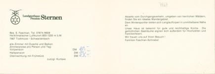 79682 W7865 Todtmoos KEINE AK Gasthaus Pension Sternen Klappkarte Winter Schwarzenbach