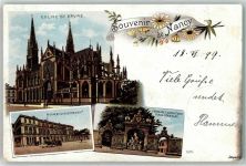 54000 Nancy 1899 Lithographie St. Epvre Kirche Palsais du Gouverment Fontaine l`Amphitrite Palais Stanislas