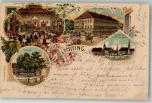 84503 W8262 Altötting 1908 Gebrauchsspuren Lithographie Hotel Post Kapellenplatz