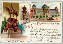 60308 W6000 Frankfurt am Main 1899 Lithographie Kaiser Wilhem I.-Denkmal Büste Neues Kaiserl. Postgebäude