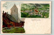 79677 W7869 Schönau im Schwarzwald Lithographie Ev. Bergkirche sign. K. Mutter