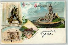 06567 O4712 Kyffhäuser Lithographie Kyffhäuser-Denkmal Reiterstandbild Barbarossa Gasthaus