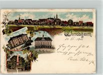 91438 W8532 Bad Windsheim 1900 Gebrauchsspuren Lithographie Kriegerdenkmal Pfarrtöchterheim Altes Rathaus