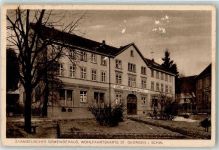 78112 W7742 St. Georgen im Schwarzwald Gebrauchsspuren Ev. Gemeindehaus Wohlfartskarte