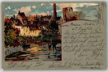 04103 O7000 Leipzig 1898 Künstlerkarte Naundörfchen Brücke sign. R. Cartofort