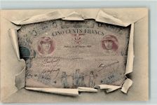 Durchbrochene Papierwand Francs AK Geldschein auf AK 1904
