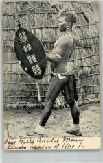 KwaZulu-Natal 1906 Foto AK Tracht Zulu Warrior