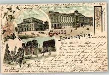 38100 W3300 Braunschweig 1900 Lithographie Theater Burgplatz Weberstraße Andreaskirche Residenzschloß