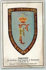 32423 W4950 Minden , Westf 1915 Gebrauchsspuren Nagelschild des Inf.-Regts. Prinz Friedrichd. Niederlande 2.- Westf. Nr. 15