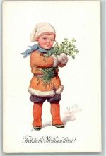Serie 2925-2 sign. Feiertag, Karl Weihnachten Kind mit Tannenzweige AK BKW
