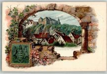 89518 W7920 Heidenheim an der Brenz Prägedruck Schloss Hellenstein Steinrelief Mauerblick