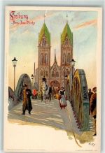 W7800 Freiburg im Breisgau Herz Jesu Kirche Brücke Veltins Künstlerkarte Nr 484 Kley, H. Lithographie / Künstlerkarte