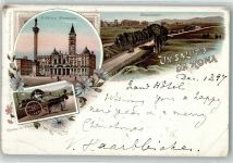 00100 Roma Rom 1897 Gebrauchsspuren S. Maria Maggiore Acquedotti Carro di Vino Lithographie
