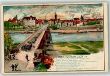 32423 W4950 Minden , Westf 1914 Künstlerkarte Weserbrücke Militärparade Gedicht sign. CB
