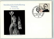 W2000 Hamburg Nordischer Katholikentag + SST Kirchentag 1965 Sonderstempel