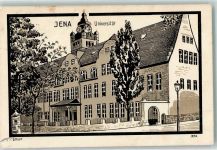 07743 O6900 Jena 1913 Künstlersteindruck Universität Litfaßsäule sign. O. Rupp