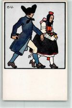 Nr. 237 sign. Ubbelohde , Paar mit einer Bibel auf AK Hess. Tracht, Mandt Künstlerkarte