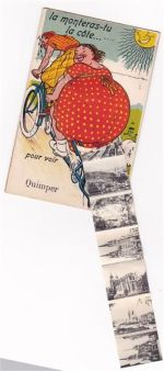 29000 Quimper AK mit Leporello ausziehbarer Papierstreifen Tandem Dicke Frau
