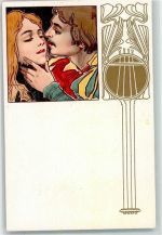 Küsse Liebespaar Serie 1003-6 Jugendstil Lithographie / Künstlerkarte