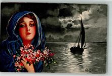 Frau wartet auf ein Schiff Serie Serie 1742-2 Colombo