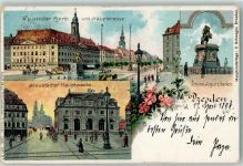 01067 O8000 Dresden 1899 - Neustädter Markt u. Hauptstraße Pferdestraßenbahn Denkmal August d. Starken Neustädter Hauptwache