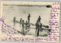 Colombo 1905 Foto AK Tracht Einbaum Kinder