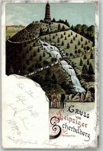 04103 O7000 Leipzig 1899 Lithographie Leipziger Scherbelberg Aussichtsturm Bahnpost Weida- Zg. 2244