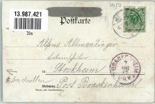 72379 W7450 Hechingen 1897 Gebrauchsspuren Lithographie Burg Hohenzollern Bahnhof
