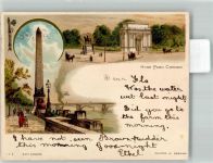London Lithographie Hyde Park Corner Denkmal Cleopatras Needle